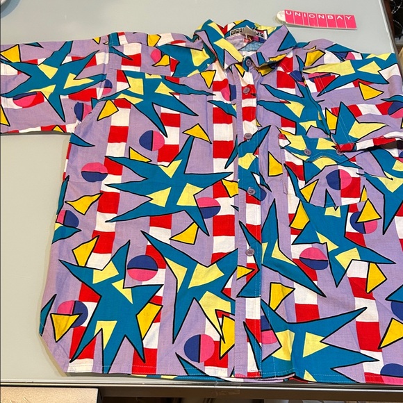 UNIONBAY Tops - NWT Vintage Union Bay  Shirt with post modern geometric colors pop design